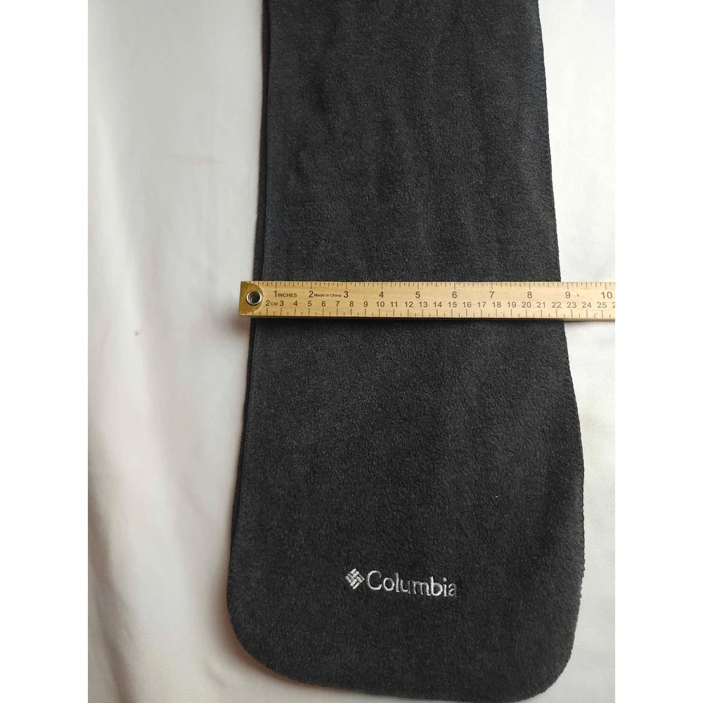 Columbia Fleece Scarf Dark Gray Black Embroidered Logo Winter Outdoor Accessory